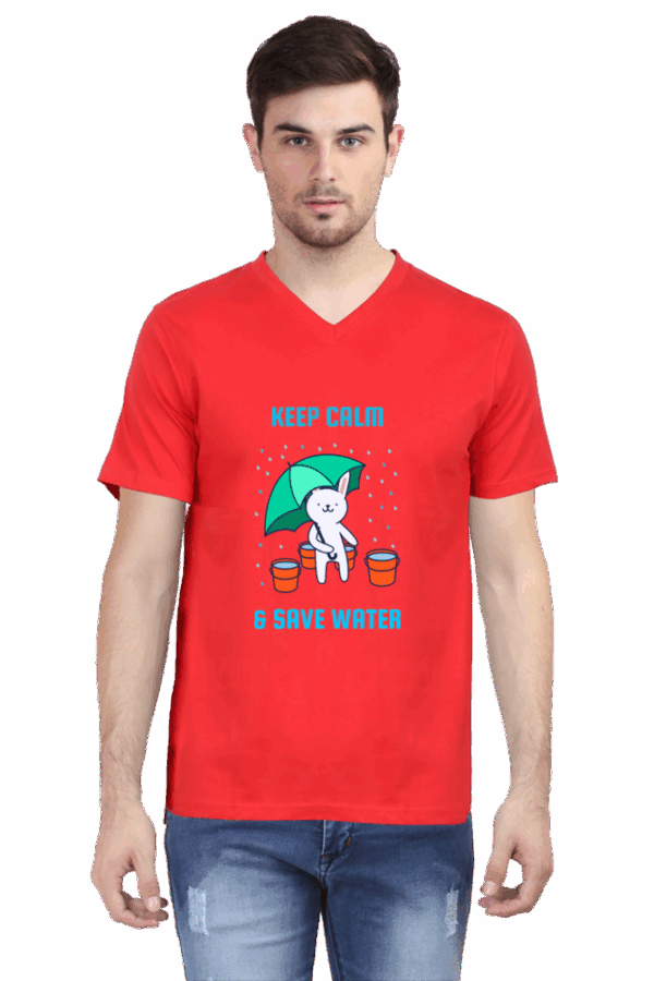 Keep Calm & Save Water – Eco-Friendly Cotton T-Shirt with Awareness Message (Unisex)